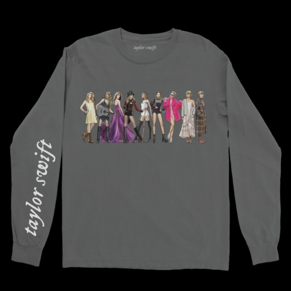 taylor swift eras charcoal grey longsleeve t shirt
